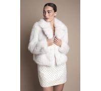 Coast Women's Ivory Occasion Short Faux Fur Coat | Size: 16
