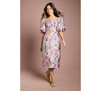 Coast Women's Jacquard Puff Sleeve Square Neck Pencil Dress in Pink | Size: 18
