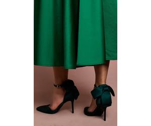 Coast Women's Kittie Satin Back Bow Pointed High Stiletto Heel Court Shoes in Emerald | Size: 4