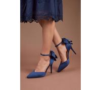 Coast Women's Kittie Satin Back Bow Pointed High Stiletto Heel Court Shoes in Navy | Size: 6