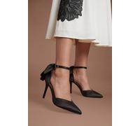 Coast Women's Kittie Satin Bow Pointed High Stiletto Heel Comfort Sock Court Shoes in Black | Size: 5