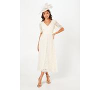 Coast Lace Angel Sleeve Midi Dress, 12, Oyster