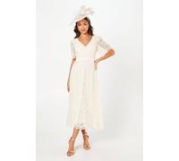 Coast Women's Lace Angel Sleeve Midi Dress in Oyster | Size: 8 Coast Oyster 8