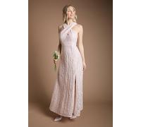 Coast Women's Lace Cross Neck Bridesmaid Maxi Dress in Blush | Size: 14