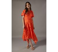 Coast Women's Lace Detail High Low Midi Dress in Orange | Size: 12 Coast Orange 12