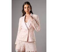 Coast Women's Lace Double Breasted Blazer With Satin Lapel in Blush | Size: 10 Coast Blush 10