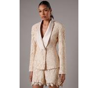 Coast Women's Lace Double Breasted Blazer With Satin Lapel in Champagne | Size: 8 Coast Champagne 8