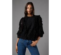Lace Frill Sleeve Top Coast Black 8