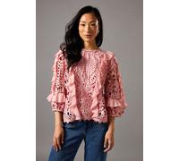 Coast Women's Lace Frill Sleeve Top in Blush | Size: 10 Coast Blush 10