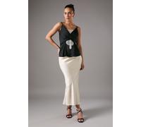 Coast Women's Lace Insert Wrap Front Satin Vest in Black/Nude | Size: 8 Coast Black/Nude 8