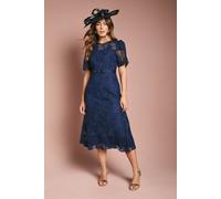 Coast Women's Lace Midi Dress With Bow Belt in Navy | Size: 12