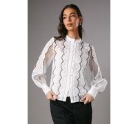 Coast Women's Lace Organza Blouse in Ivory | Size: 10 Coast Ivory 10