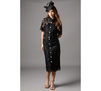 Coast Women's Lace Pearl Button Pencil Skirt in Black | Size: 8 Coast Black 8