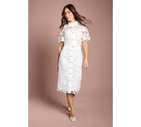 Coast Women's Lace Pearl Button Pencil Skirt in Ivory | Size: 10