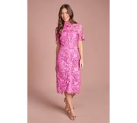 Coast Women's Lace Pearl Button Shirt in Pink | Size: 10