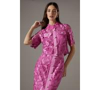 Coast Women's Lace Pearl Button Shirt in Pink | Size: 10 Coast Pink 10