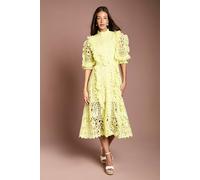 Coast Women's Lace Ruffle Shirt Dress With Tie in Yellow | Size: 10