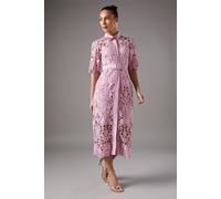 Coast Women's Lace Shirt Dress With Short Sleeves in Lilac | Size: 10 Coast Lilac 10