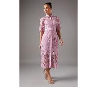 Coast Women's Lace Shirt Dress With Short Sleeves in Lilac | Size: 8 Coast Lilac 8