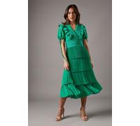 Coast Women's Lace Top Frill Midi Dress in Green | Size: 10 Coast Green 10