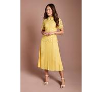 Coast Women's Lace Top Pleated Dress in Lemon | Size: 12