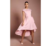 Coast Women's Lace Top Scuba Skirt Occasion Dress in Blush | Size: 16 Coast Blush 16