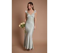 Coast Women's Lace Trim Cami Button Bridesmaid Maxi Dress in Sage | Size: 16 Coast Sage 16