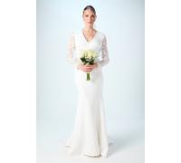 Coast Women's Lace V Neck Wedding Dress With Open Back in Ivory | Size: 10 Coast Ivory 10