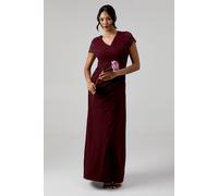 Coast Women's Lace Wrap Over Crepe Bridesmaid Maxi Dress in Malbec | Size: 10 Coast Malbec 10