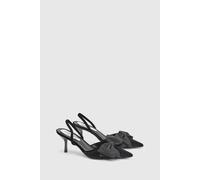 Coast Women's Lina Velvet Slingback Bow Detail Medium Stiletto Heel Court Shoes in Black | Size: 6