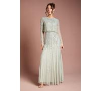 Coast Women's Linear Sequin Embellished Long Sleeve Maxi Dress in Sage | Size: 12 Coast Sage 12