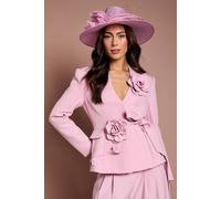 Coast Women's Lisa Tan 3D Corsage Wrap Blazer in Pink | Size: 14 Coast Pink 14