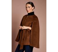 Coast Women's Lisa Tan Belted Short Occasion Cape Coat in Tobacco | Size: 14 Coast Tobacco 14