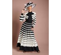 Coast Women's Lisa Tan Bow Neck Stripe Print Maxi Dress in Mono | Size: 10