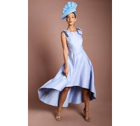 Coast Women's Lisa Tan Bow Shoulder Satin Midi Dress in Light Blue | Size: 8