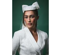 Lisa Tan Bridal Bow Pill Box Fascinator Coast Ivory One Size