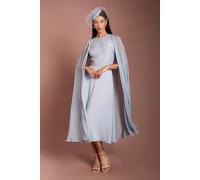 Coast Women's Lisa Tan Cape Sleeve Lace Midi Dress in Pale Blue | Size: 16 Coast Pale Blue 16