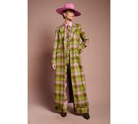 Coast Women's Lisa Tan Check Double Breasted Formal Coat in Green | Size: 10 Coast Green 10
