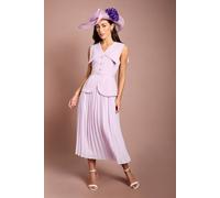 Coast Women's Lisa Tan Collared Crepe Waistcoat Midi Dress in Lilac | Size: 10