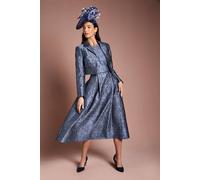 Coast Women's Lisa Tan Cropped Jacquard Jacket in Slate | Size: 14 Coast Slate 14