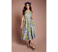 Coast Women's Lisa Tan Floral Printed Full Skirted Midi Dress | Size: 16 Coast Multicolor 16