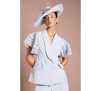 Coast Women's Lisa Tan Frill Sleeve Statement Blazer in Blue | Size: 12 Coast Blue 12