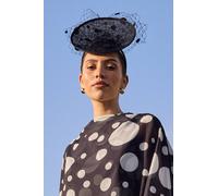 Coast Women's Lisa Tan Front Facing Disc Fascinator With Veiling in Black Coast Black One Size