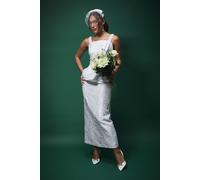 Lisa Tan Jaquard Pencil Skirt Coast White 12