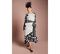 Coast Women's Lisa Tan Mixed Spot Print Wrap Maxi Dress in Mono | Size: 8 Coast Mono 8
