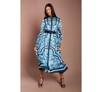 Coast Women's Lisa Tan Organza Belted Shirt Dress in Blue | Size: 10