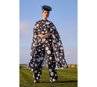 Coast Women's Lisa Tan Printed Cape Sleeve Side Leg Jumpsuit in Mono | Size: 16 Coast Mono 16