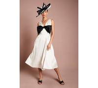 Coast Women's Lisa Tan Satin Midi Dress With Bow Detail in Mono | Size: 12