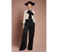 Coast Women's Lisa Tan Satin Trim High Waist Trouser in Black | Size: 18