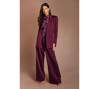 Coast Women's Lisa Tan Satin Trim High Waist Trouser in Fig | Size: 8